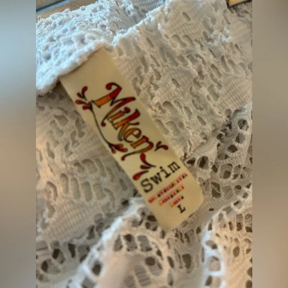 Miken Swim Women’s White Crochet Pants Cover Up Size L - Picture 3 of 3